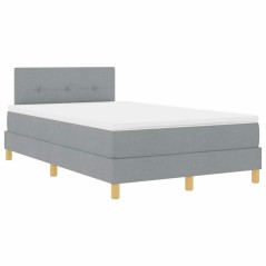 vidaXL Letto con Box Spring con Materasso & LED Grigio Chiaro 120x200 cm Tessuto