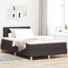 vidaXL Letto a Molle con Materasso & LED Marrone Scuro 120x200 cm Tessuto