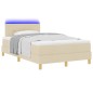 vidaXL Letto Box Spring con Materasso & LED Crema 120x200 cm Tessuto vidaXL Letto Box Spring con Materasso & LED Crema 120x200 cm Tessuto