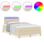 vidaXL Letto Box Spring con Materasso & LED Crema 120x200 cm Tessuto vidaXL Letto Box Spring con Materasso & LED Crema 120x200 cm Tessuto