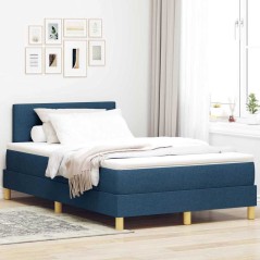 vidaXL Letto a Molle con Materasso e Luce LED Blu 120x200 cm in Tessuto