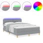vidaXL Letto con Rete a Nido e Materasso & Luci LED Grigio Chiaro 140x190 cm Tessuto