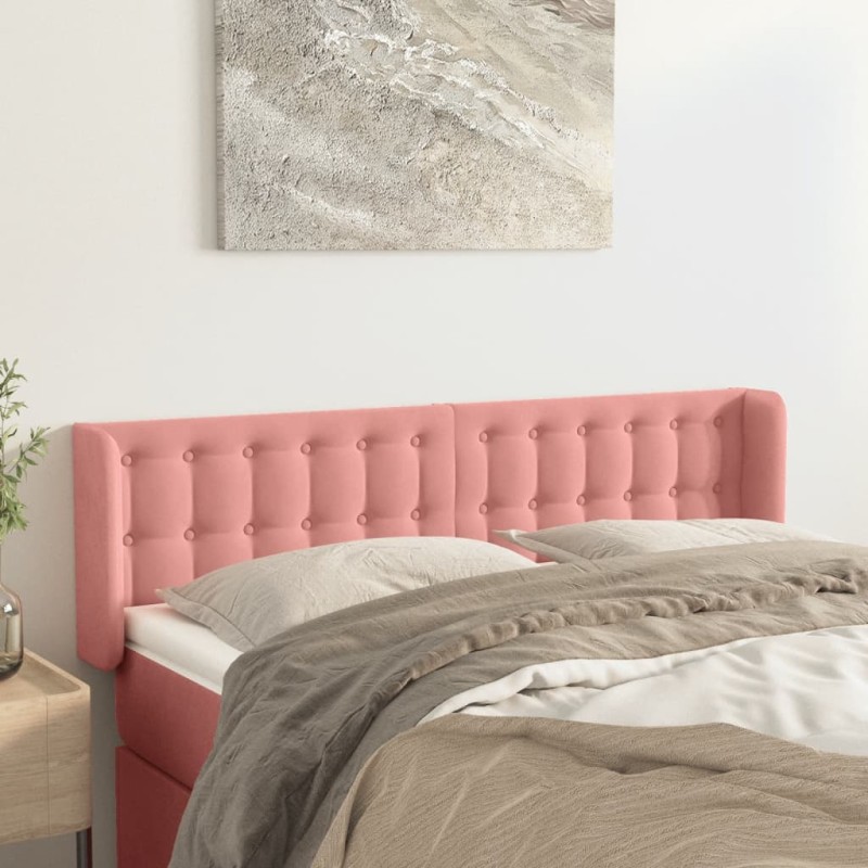 Testiera ad Orecchio Rosa 147x16x78/88 cm in Velluto Testiera ad Orecchio Rosa 147x16x78/88 cm in Velluto