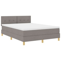 vidaXL Letto con box spring e materasso & LED Tortora 140x190 cm Tessuto