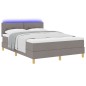 vidaXL Letto con box spring e materasso & LED Tortora 140x190 cm Tessuto