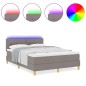 vidaXL Letto con box spring e materasso & LED Tortora 140x190 cm Tessuto