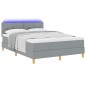 vidaXL Letto a Box Spring con Materasso & LED Grigio Chiaro 160x200 cm Tessuto