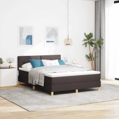 vidaXL Box Spring Bed con Materasso & LED Marrone Scuro 160x200 cm Tessuto