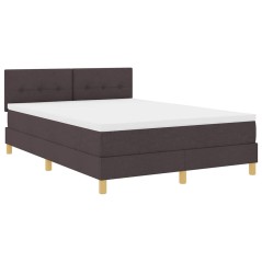 vidaXL Box Spring Bed con Materasso & LED Marrone Scuro 160x200 cm Tessuto