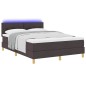vidaXL Box Spring Bed con Materasso & LED Marrone Scuro 160x200 cm Tessuto vidaXL Box Spring Bed con Materasso & LED Marrone Scuro 160x200 cm Tessuto
