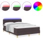 vidaXL Box Spring Bed con Materasso & LED Marrone Scuro 160x200 cm Tessuto vidaXL Box Spring Bed con Materasso & LED Marrone Scuro 160x200 cm Tessuto