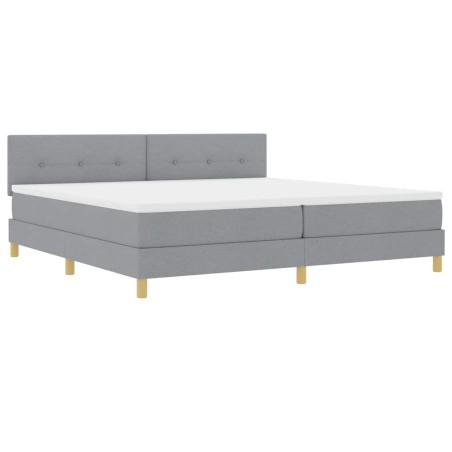 vidaXL Letto Box Spring con Materasso & Luce LED Grigio Chiaro 200x200 cm Tessuto