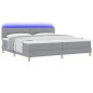 vidaXL Letto Box Spring con Materasso & Luce LED Grigio Chiaro 200x200 cm Tessuto