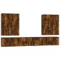 Set Mobili Porta TV 8 pz Rovere Fumo in Legno Multistrato Set Mobili Porta TV 8 pz Rovere Fumo in Legno Multistrato