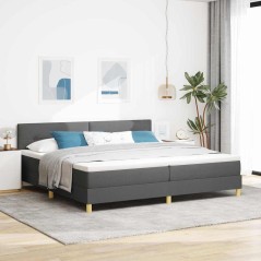 vidaXL Letto a Molle con Materasso & LED Grigio Scuro 200x200 cm Tessuto