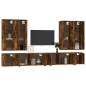 Set Mobili Porta TV 8 pz Rovere Fumo in Legno Multistrato Set Mobili Porta TV 8 pz Rovere Fumo in Legno Multistrato
