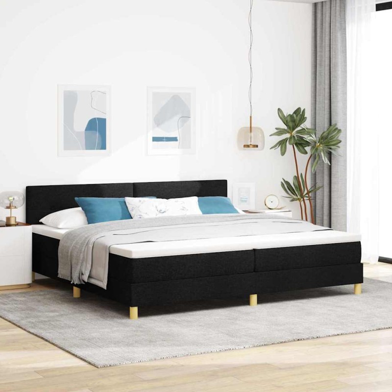 vidaXL Letto Box Spring con Materasso & LED Nero 200x200 cm Tessuto