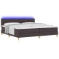 vidaXL Letto con rete a molle e materasso & LED Marrone Scuro 200x200 cm Tessuto