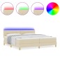vidaXL Letto con Box Spring e Materasso & LED Crema 200x200 cm in Tessuto