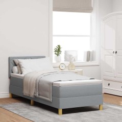 vidaXL Letto Box Spring con Materasso & LED Grigio Chiaro 80x200 cm Tessuto