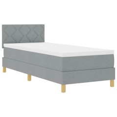 vidaXL Letto Box Spring con Materasso & LED Grigio Chiaro 80x200 cm Tessuto