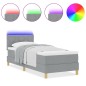 vidaXL Letto Box Spring con Materasso & LED Grigio Chiaro 80x200 cm Tessuto vidaXL Letto Box Spring con Materasso & LED Grigio Chiaro 80x200 cm Tessuto