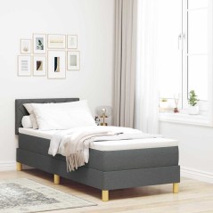 vidaXL Letto con Box Spring con Materasso e LED Grigio Scuro 80x200 cm Tessuto