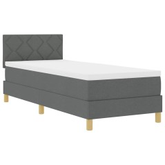 vidaXL Letto con Box Spring con Materasso e LED Grigio Scuro 80x200 cm Tessuto