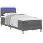 vidaXL Letto con Box Spring con Materasso e LED Grigio Scuro 80x200 cm Tessuto