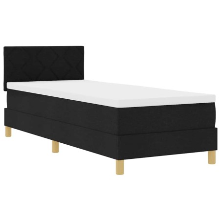 vidaXL Letto Box Spring con Materasso e LED Nero 80x200 cm Tessuto