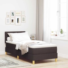 vidaXL Letto con Box Spring e Materasso & LED Marrone Scuro 80x200 cm Tessuto