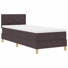vidaXL Letto con Box Spring e Materasso & LED Marrone Scuro 80x200 cm Tessuto