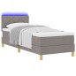 vidaXL Letto a Molle con Materasso e LED Tortora 80x200 cm Tessuto