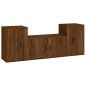 Set Mobili Porta TV 3 pz Rovere Marrone in Legno Multistrato Set Mobili Porta TV 3 pz Rovere Marrone in Legno Multistrato