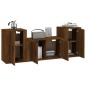 Set Mobili Porta TV 3 pz Rovere Marrone in Legno Multistrato Set Mobili Porta TV 3 pz Rovere Marrone in Legno Multistrato
