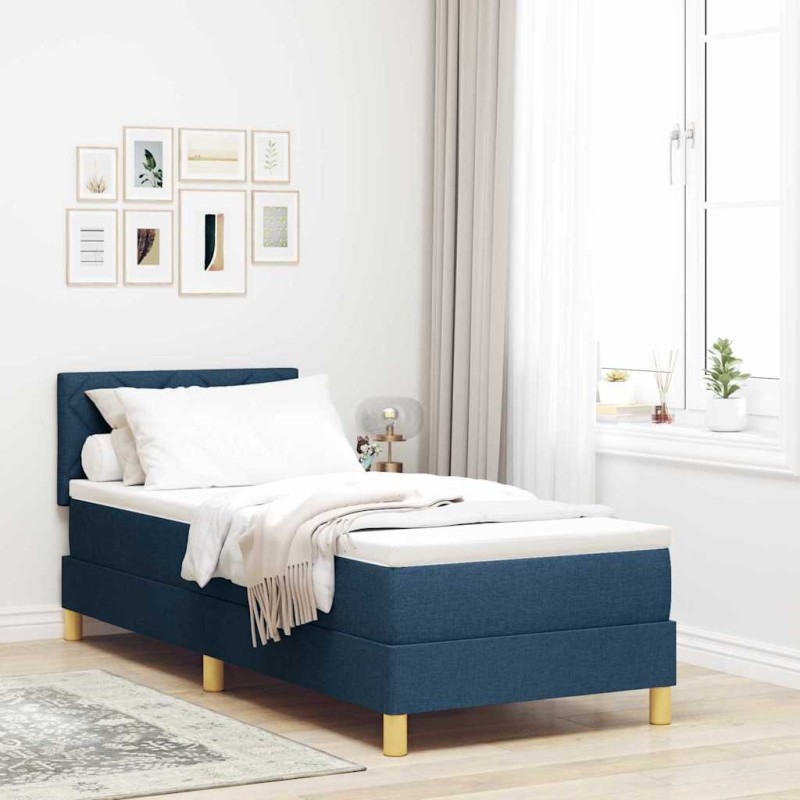 vidaXL Letto a Box Spring con Materasso & LED Blu 80x200 cm Tessuto vidaXL Letto a Box Spring con Materasso & LED Blu 80x200 cm Tessuto