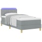 vidaXL Letto Box Spring con Materasso & LED Grigio Chiaro 90x200 cm Tessuto