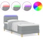 vidaXL Letto Box Spring con Materasso & LED Grigio Chiaro 90x200 cm Tessuto