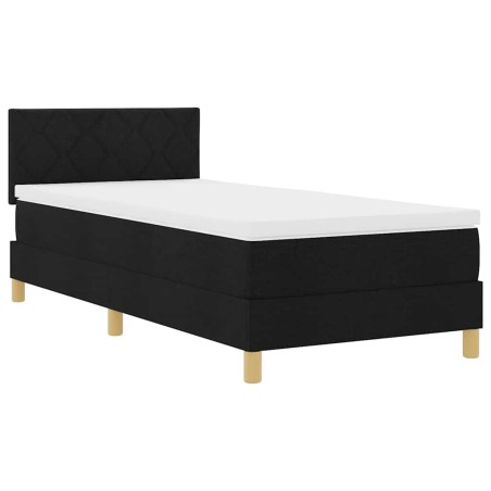vidaXL Letto con Rete a Molle con Materasso e LED Nero 90x200 cm Tessuto