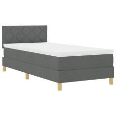 vidaXL Letto con rete a molle con Materasso & LED Grigio scuro 100x200 cm Tessuto