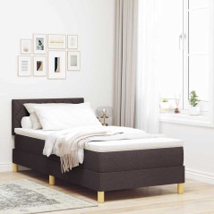 vidaXL Letto Box Spring con Materasso e LED Marrone Scuro 100x200 cm Tessuto
