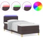 vidaXL Letto Box Spring con Materasso e LED Marrone Scuro 100x200 cm Tessuto vidaXL Letto Box Spring con Materasso e LED Marrone Scuro 100x200 cm Tessuto
