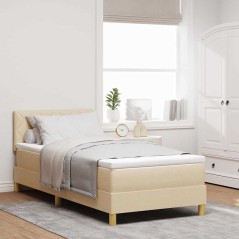 vidaXL Letto a Rete con Materasso e LED Panna 100x200 cm Tessuto