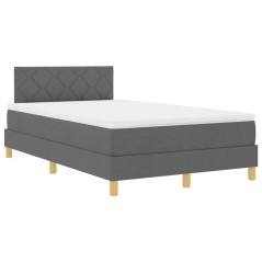 vidaXL Letto con Rete a Molle e Materasso & LED Grigio Scuro 120x190 cm Tessuto