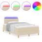 vidaXL Letto con Box Spring Panna con Materasso e Luci LED 120x200 cm Tessuto