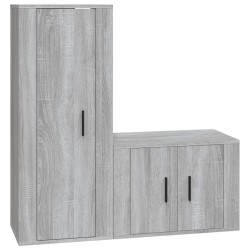 Set Mobili Porta TV 2 pz Grigio Sonoma in Legno Multistrato
