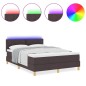 vidaXL Letto a Box Spring con Materasso & LED Marrone Scuro 140x190 cm Tessuto