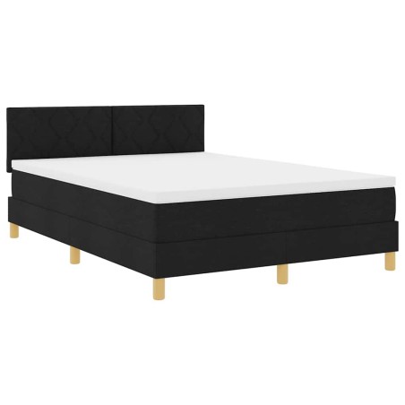 vidaXL Letto a Rete con Materasso & LED Nero 140x200 cm Tessuto