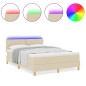vidaXL Letto a Molle con Materasso e Luce LED Panna 160x200 cm vidaXL Letto a Molle con Materasso e Luce LED Panna 160x200 cm