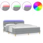 vidaXL Letto a Molle con Materasso & LED Grigio Chiaro 180x200 cm Tessuto